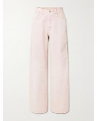 Stella McCartney - Canvas-Trimmed High-Rise Wide-Leg Jeans - Lyst