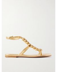 Gianvito Rossi - Capua Metallic Braided Leather Sandals - Lyst
