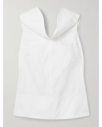Brandon Maxwell - The Bowie Draped Cotton-Poplin Top - Lyst