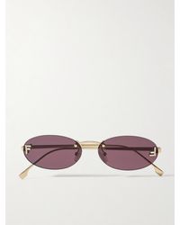 Fendi - Rimless Oval-Frame Crystal-Embellished-Tone Sunglasses - Lyst