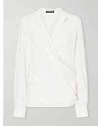 Ann Demeulemeester - Alba Wrap Openwork-Stripe Cotton Shirt - Lyst