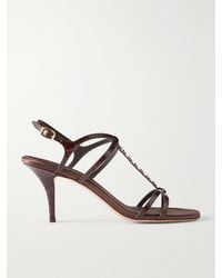 Ferragamo - Tiane 70 Embellished Croc-Effect Leather Sandals - Lyst