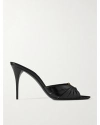 Saint Laurent - Mules En Cuir Glacé À Fronces Et À Ornements Babylone - Lyst