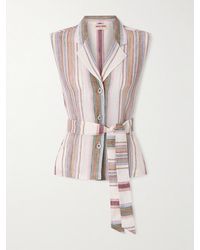 Emporio Sirenuse - Denia Belted Striped Linen Vest - Lyst