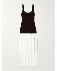 Siedres - Liena Draped Pleated Jersey And Cotton-Poplin Maxi Dress - Lyst