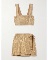 SARA CRISTINA - Marea Set Aus Bustier Und Minirock Aus Tüll Und Stretch-Jersey Mit Verzierungen - Lyst