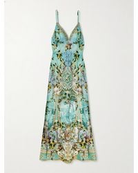 CAMILLA - The Lotus Maxikleid Aus Bedruckter Seide Mit Kristallen - Lyst