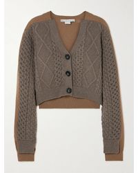 Stella McCartney - Verkürzter Cardigan Aus Wolle Mit Zopfstrick-Details - Lyst