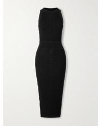 Balmain - Cutout Ribbed-Knit Halterneck Midi Dress - Lyst
