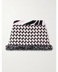 Emilio Pucci - Printed Fringed Crepe-Trimmed Wool-Blend Tweed Mini Skirt - Lyst