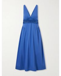 Posse - Veda Broderie Anglaise Organic Cotton Poplin Midi Dress - Lyst