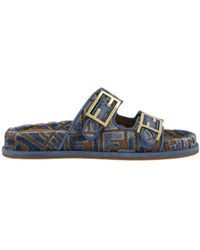 Fendi - Ff Jacquard Velvet Slides - Lyst