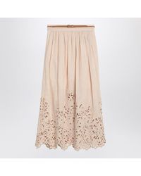 Zimmermann - Wylie Cream Colored Midi Skirt - Lyst