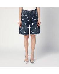 Marc Jacobs - Denim Bermuda Shorts With Daisy Sequins - Lyst