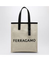 Ferragamo - Canvas Tote Bag With Logo - Lyst