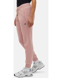 New Balance - Nb Small Logo Pants In Pink Cotton - Lyst