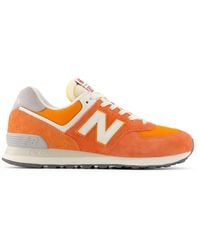 New Balance - 574 In Red/white Suede/mesh - Lyst