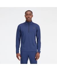 New Balance - Knit 1/4 Zip In Blue Poly Knit - Lyst