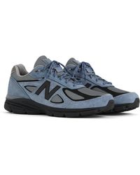 New Balance - Made In Usa 990v4 In Grey/black Leather - Lyst