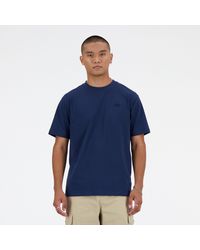 New Balance - Athletics Cotton T-shirt In Navy Blue - Lyst