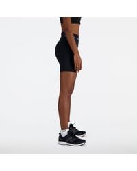 New Balance - Nb Sleek High Rise Sport Short 5" In Black Poly Knit - Lyst