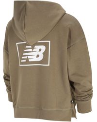 New Balance - Essentials French Terry Hoodie In Green Cotton Fleece - Lyst