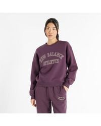 New Balance - Mujer Graphic Fleece Crew En, Vellón De Algodón, Talla - Lyst