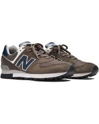 New Balance - Made In Uk 576 In Brown/blue/grey Suede/mesh - Lyst
