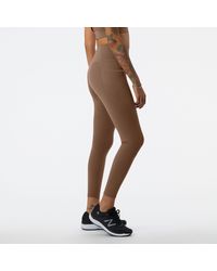 New Balance - Shape shield 7/8 high rise pocket leggings in braun - Lyst