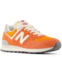 New Balance - 574 In Red/white Suede/mesh - Lyst
