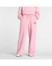 New Balance - Donna Linear Heritage Fleece Wide Leg Pant - Lyst