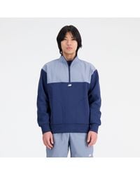 New Balance - Nb athletics tech fleece half zip in blau - Lyst