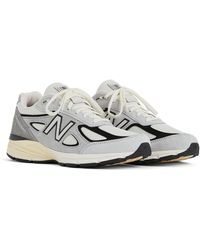 New Balance - Made In Usa 990v4 In Grey/black Leather - Lyst
