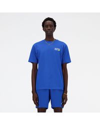 New Balance - Athletics Premium Logo T-shirt In Blue Cotton - Lyst
