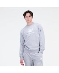New Balance - Homme Essentials Stacked Logo French Terry Crewneck En, Cotton Fleece, Taille - Lyst