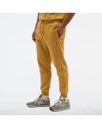 New Balance - Nb Small Logo Pants In Yellow Cotton - Lyst