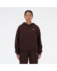 New Balance - Linear heritage brushed back fleece hoodie in schwarz - Lyst
