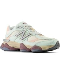 New Balance - 9060 In Green/beige/pink Leather - Lyst