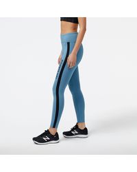 New Balance - Tech Training High Rise Pocket Tight In Blue Poly Knit - Lyst