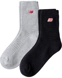 New Balance - Waffle Knit Ankle Socks 2 Pack In Black/grey Cotton - Lyst