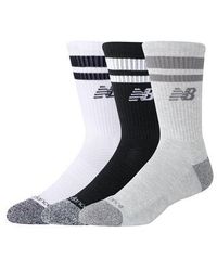 New Balance - Active Lifestyle Striped Crew Socks 3 Pack, Poliéster, Talla - Lyst
