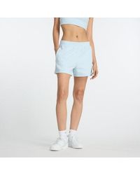 New Balance - Linear Heritage French Terry Short In Blue Cotton Fleece - Lyst
