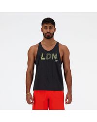 New Balance - London Edition Graphic Nb Athletics Run Singlet In Black Poly Knit - Lyst