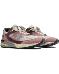 New Balance - Made In Uk 991v2 In Pink/brown/grey/green Suede/mesh - Lyst