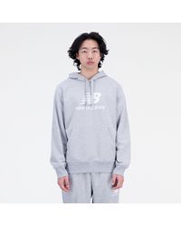 New Balance - Essentials Stacked Logo French Terry Hoodie - Lyst
