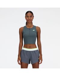 New Balance - Nb Sleek Race Day Fitted Tank In Grey Poly Knit - Lyst