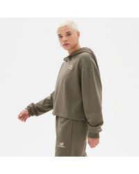 New Balance - Uni-ssentials French Terry Crop Hoodie In Cotton - Lyst