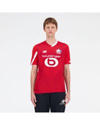 New Balance - Lille Losc Home Short Sleeve Jersey In Red/white Polyester - Lyst