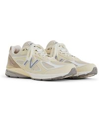 New Balance - Made In Usa 990v4 In Grey/white Leather - Lyst