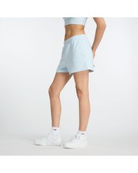 New Balance - Linear heritage french terry short in blu - Lyst